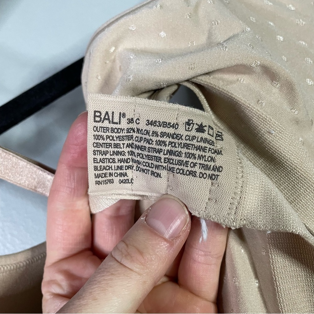 Bali Polka Dot Nude Cream Tan Underwire Bra Size 38C - Picture 3 of 5